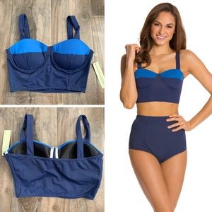 Kingdom & State Blu Color-block Bikini Top